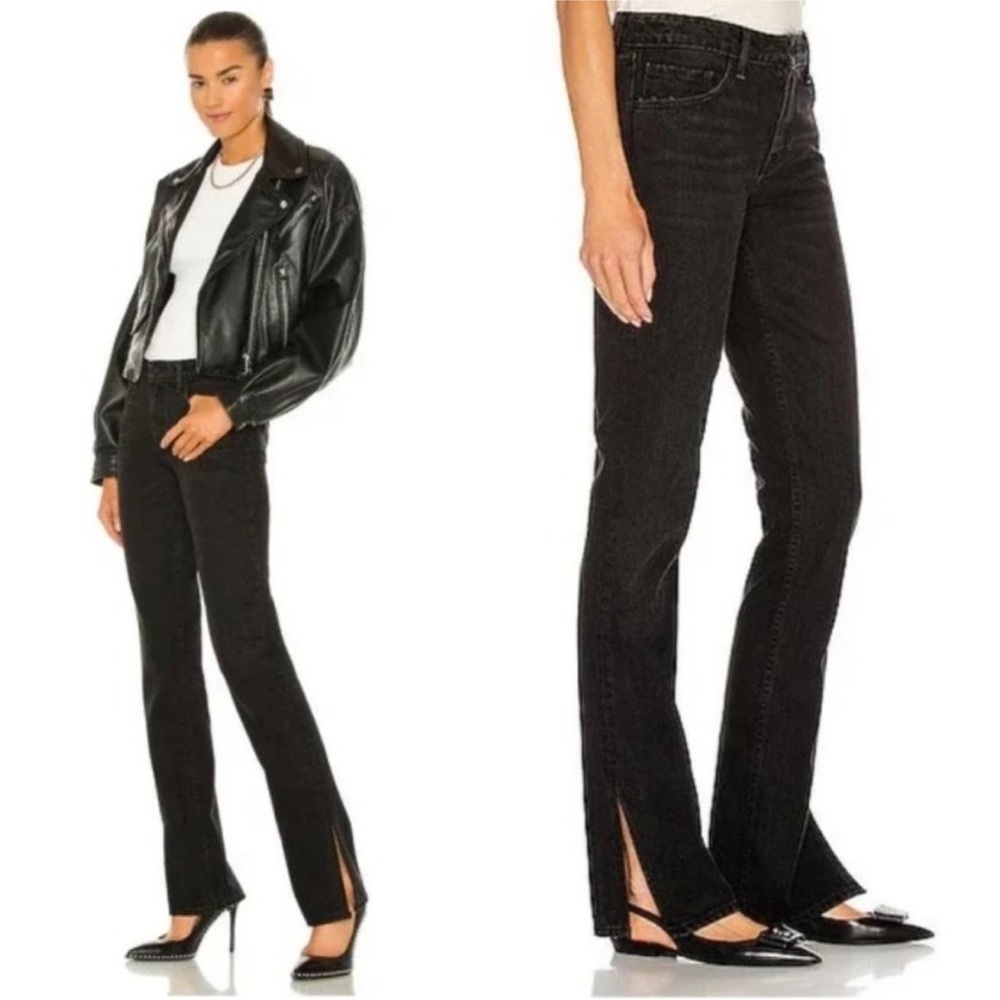 GRLFRND Black Hailey Low Rise Slim Boot Jean with Slit